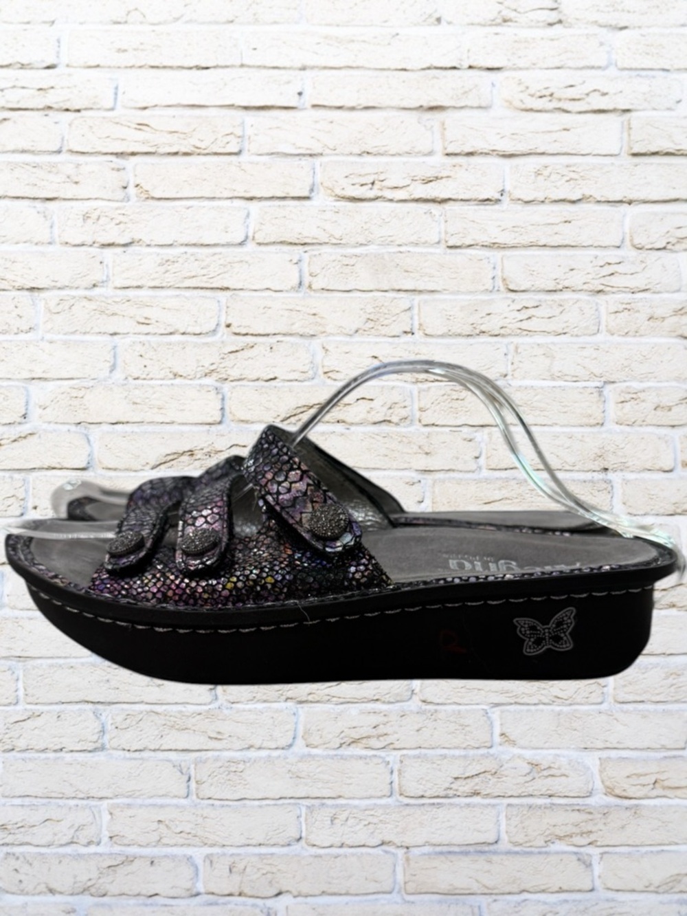 Alegria Sandals Black Rainbow Snakeskin Leather Fiona Comfort US 8-8.5 EU 38 - Picture 3 of 9
